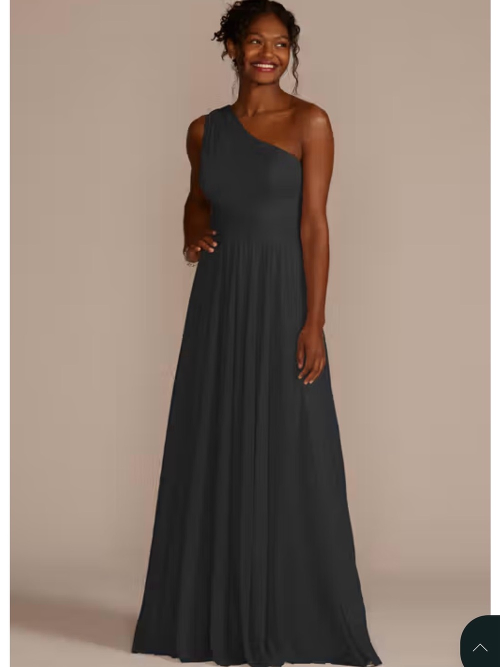 One-Shoulder Black Dress David’s Bridal 22 Mesh